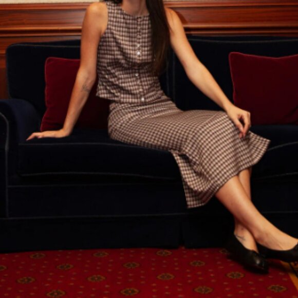 Summer Top Lisa Says Gah Cocoa Plaid - XS only - Picture 4 of 4